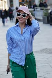 Myleene Klass in a Striped Shirt and Green Trousers in London 03/03/2024