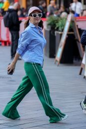 Myleene Klass in a Striped Shirt and Green Trousers in London 03/03/2024