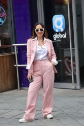 Myleene Klass Wearing a a Pink Trouser Suit in London 03/07/2024
