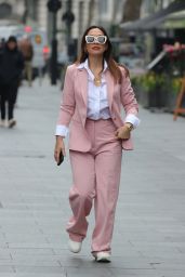Myleene Klass Wearing a a Pink Trouser Suit in London 03/07/2024