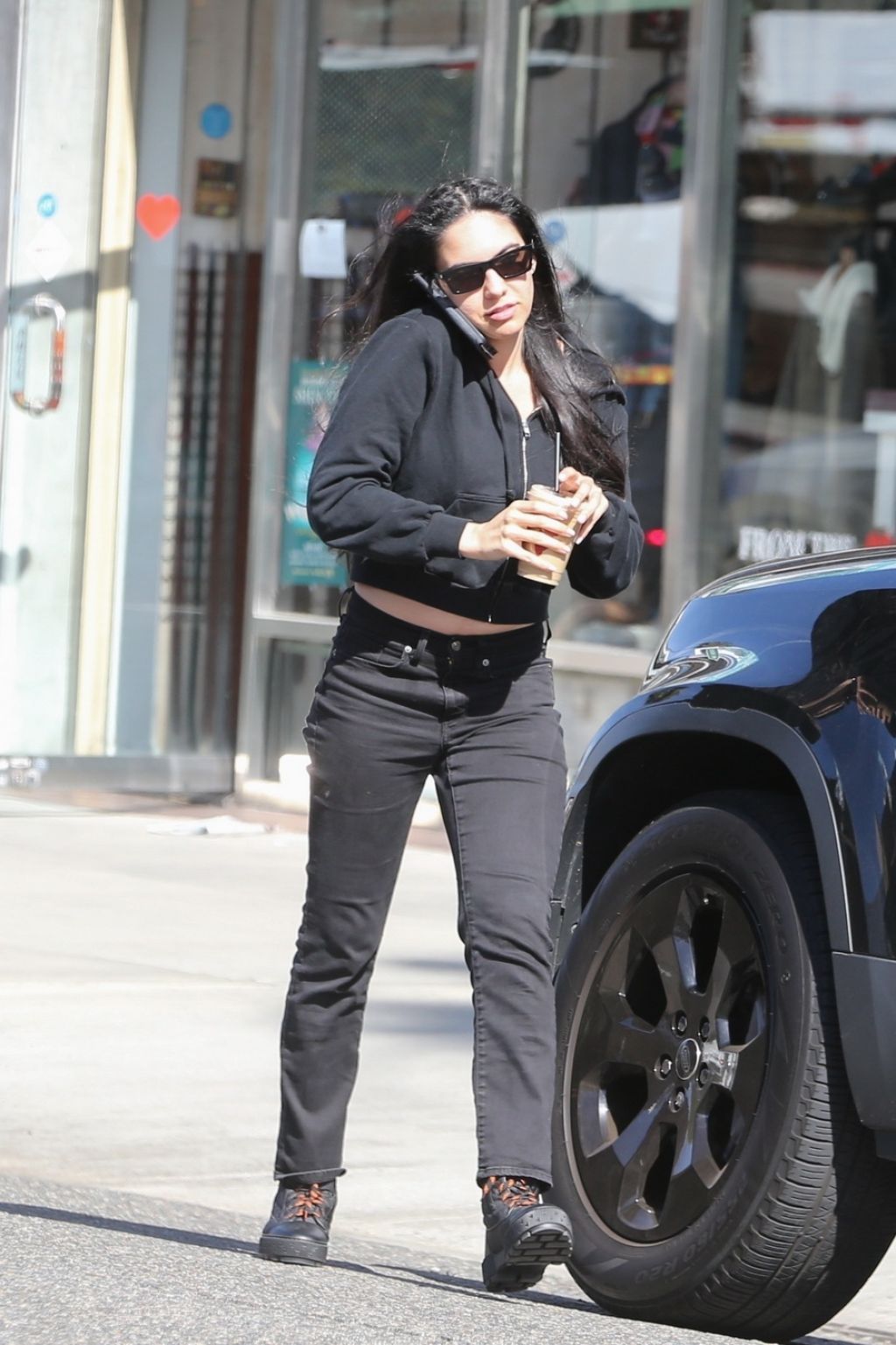 Noor Alfallah in an All-black Outfit in Beverly Hills 03/29/2024 ...