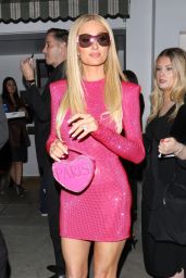 Paris Hilton in a Barbie Pink Mini Dress at WIF Women Oscar Nominees Party in LA 03/08/2024