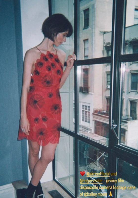 Rebecca Hall in a Red Lady Bug Dress 03/19/2024