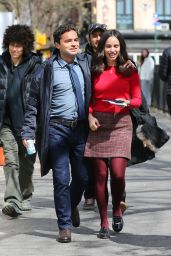 Sofia Carson and Sebastian De Souza at "The Life List" Filming Set in NYC 03/18/2024