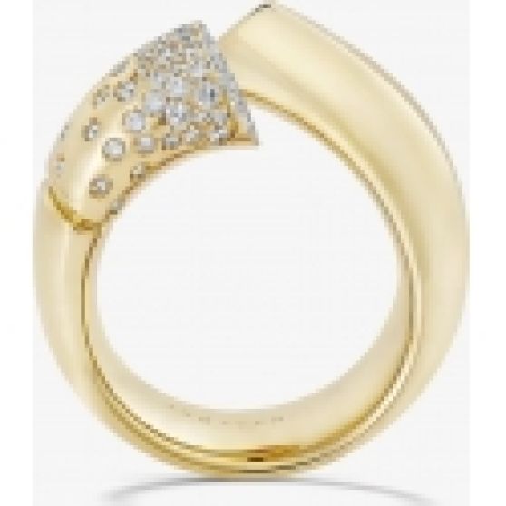 Tabayer Oera Ring in Yellow Gold, Paved with Diamonds, Large Version