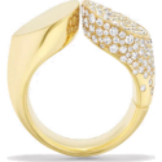 Tabayer Oera Ring in Yellow Gold, Paved with Diamonds