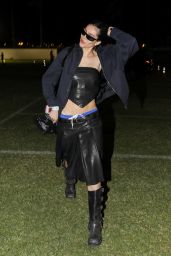 Amelia Hamlin in Black Leather at Coachella 04-12-2024
