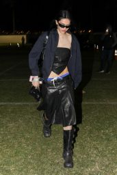 Amelia Hamlin in Black Leather at Coachella 04-12-2024