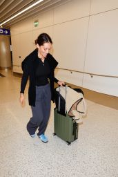 Anna Sharypova Arriving in Los Angeles Carrying a Montblanc Luggage 04-28-2024