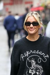 Ashley Roberts Wearing a Jumper and Leather Trousers in London 04-23-2024
