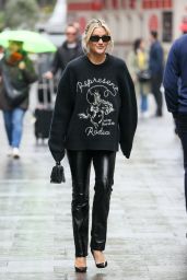 Ashley Roberts Wearing a Jumper and Leather Trousers in London 04-23-2024