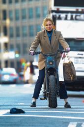 Diane Kruger on Her Electric Bike in New York City 04-26-2024
