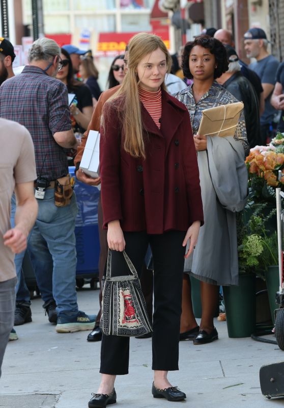 Elle Fanning at "A Complete Unknown" Filming Set in New Jersey 04-16-2024