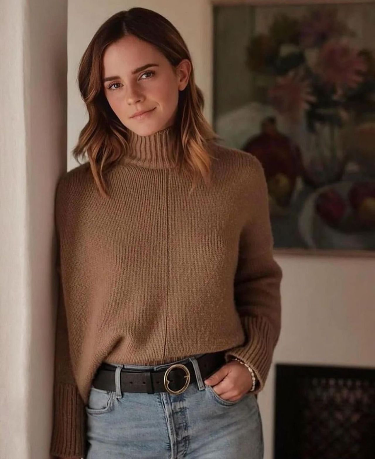 Lovely Emma Watson Cute in Turtleneck Sweater