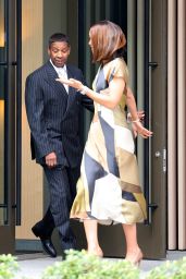 Ilfenesh Hadera and Denzel Washington at "High and Low" Filming Set in Brooklyn 04-19-2024
