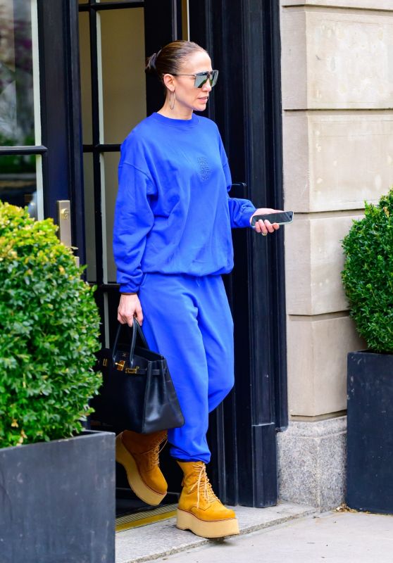 Jennifer Lopez Inspires a Colorful Wardrobe Refresh With Bold Blue Loungewear and Stylish Tote Bags
