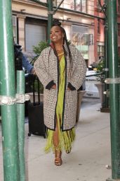 Kandi Burruss in a Green Olive Dress in New York 04-22-2024