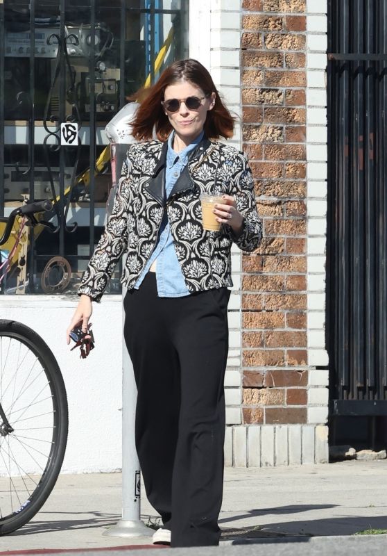 Kate Marain a Patterned Floral Jacket and Black Pants in Los Angeles 04/03/2024