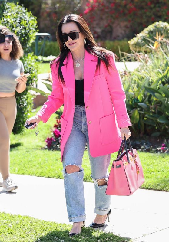 Kyle Richards in a Bright Pink Outfit in Beverly Hills 04-09-2024