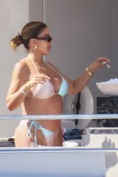 Larsa Pippen in a Baby Pink and Blue Bikini Aboard Utopia IV Superyacht in Miami Beach 03/31/2024