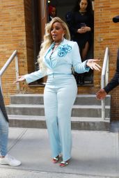 Mary J. Blige in a Blue Pantsuit in NYC 04-25-2024