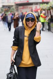 Myleene Klass Sporting a Mustard Yellow Hoodie and Tracksuit Bottoms in London 04/05/2024