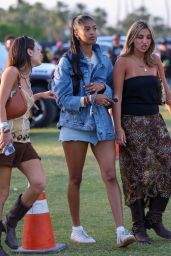 Natalia Bryant in a Denim Jacket and Short Arriving at Coachella 04-13-2024