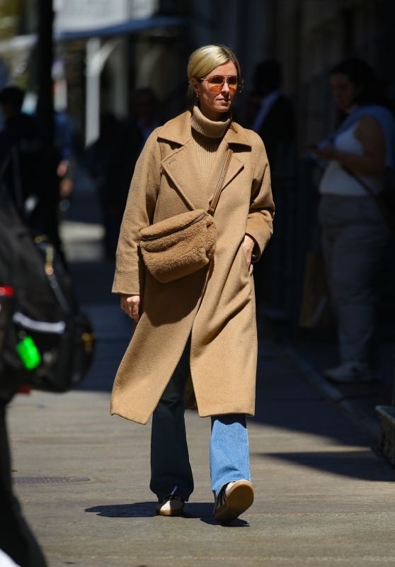 Nicky Hilton in Chic Camel Coat Ensemble Out in NYC 04-25-2024