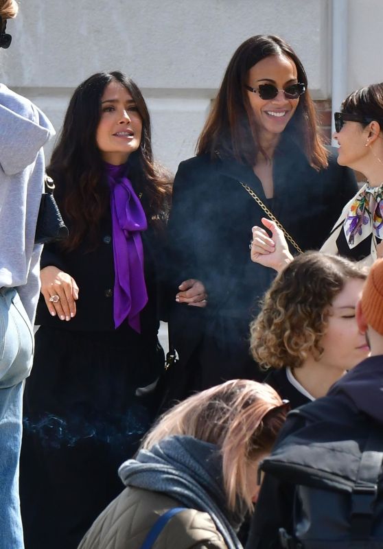 Salma Hayek and Zoe Saldana Out in Venice 04-18-2024