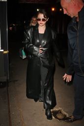 Selena Gomez in a Chic Leather Coat Leaving Carbone in New York 04/07/2024