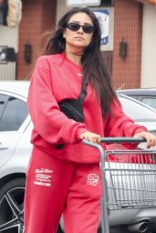 Shay Mitchell Wears a Red Lonely Air Ensemble in Los Angeles 04-14-2024