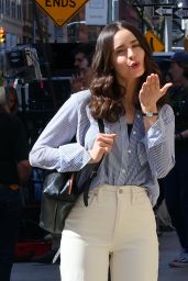 Sofia Carson Blowing Kisses at "The Life List" Set in Uptown, Manhattan 04-16-2024