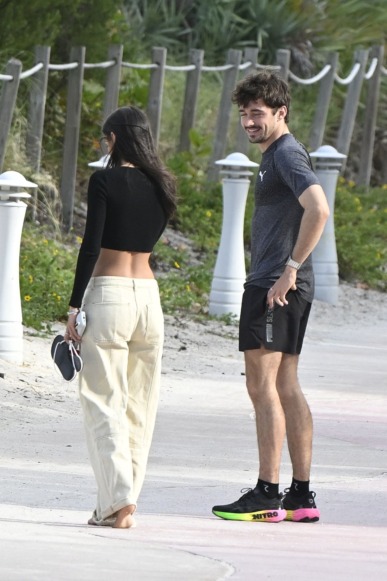 Alexandra Saint Mleux and Charles Leclerc Walking Along the Beach in Miami  04-29-2024 • CelebMafia