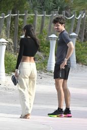 Alexandra Saint Mleux and Charles Leclerc Walking Along the Beach in Miami 04-29-2024