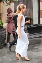 Amanda Holden Wearing a Tight Blue Skirt and Matching Dress in London 05-28-2024