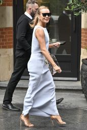 Amanda Holden Wearing a Tight Blue Skirt and Matching Dress in London 05-28-2024