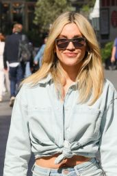 Ashley Roberts in Double Denim Crop Top and Tight Jeans in London 05-08-2024