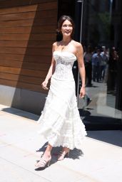 Bella Hadid in a Strapless White Dress in New York 05-02-2024