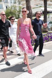 Bella Hadid Makes a Bold Statement at Cannes with Keffiyeh-Inspired Dress