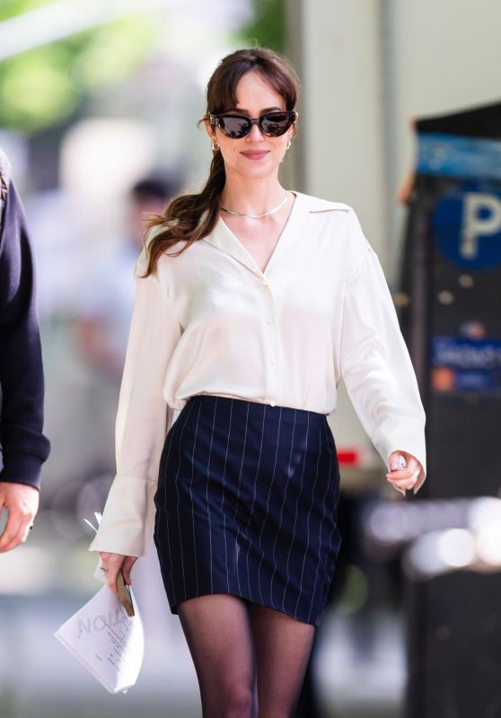 Dakota Johnson at the Movie Set of the "Materialists" in New York 05-30-2024