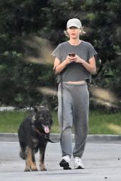 Gisele Bundchen Walks Her Dog Near Her Home in Surfside 05-08-2024