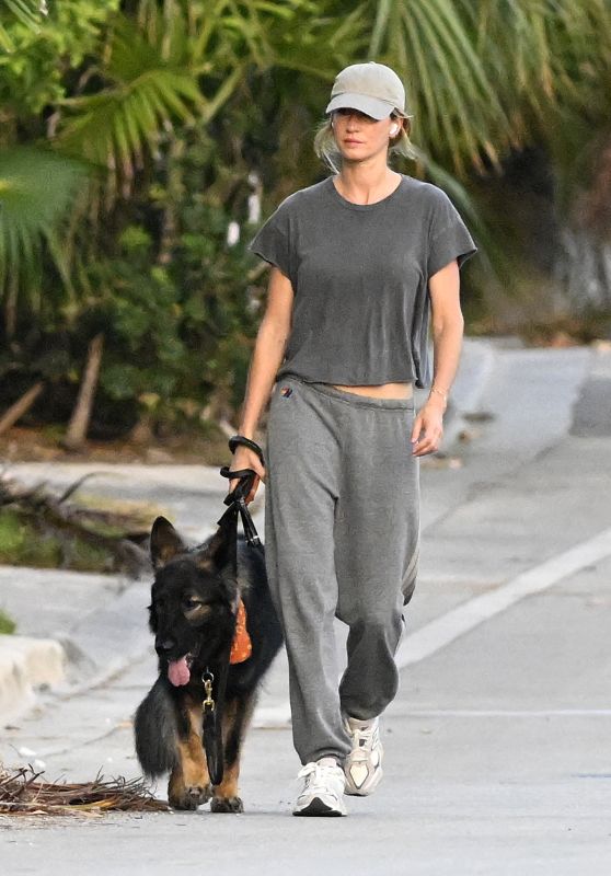 Gisele Bundchen Walks Her Dog Near Her Home in Surfside 05-08-2024