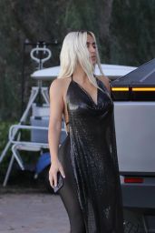 Kim Kardashian Stuns in Sequin-Adorned Ensemble While Promoting Controversial Tesla Cybertruck