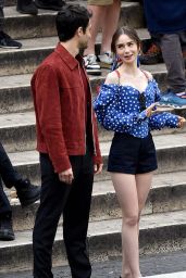 Lily Collins Filming "Emily in Paris" in Rome 04-29-2024