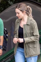 Lily James at "Swiped" Filming Set With co-star Myha