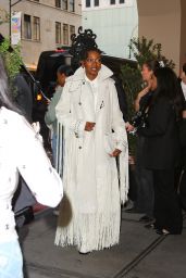 Little Simz in All White Heads to the 2024 Met Gala in New York 05-06-2024