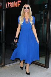 Paris Hilton in a Blue Self-Portrait Dress in New York City 05-21-2024