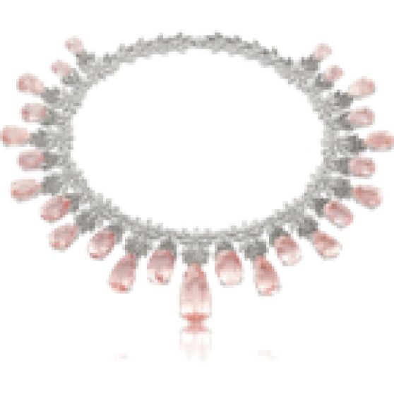 Pasquale Bruni Ghirlanda Atelier Necklace in 18K White Gold with Morganite, White and Grey Diamonds