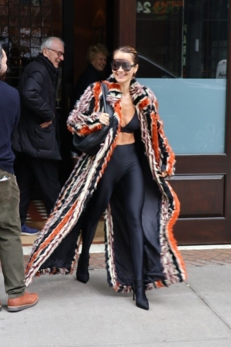 Rita Ora in a Fur Striped Long Coat in New York 05-06-2024 • CelebMafia