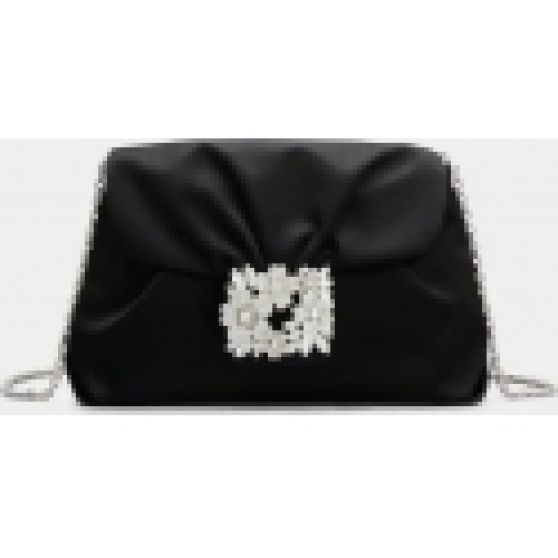 Roger Vivier Rv Bouquet Strass Buckle Drape Mini Bag in Satin